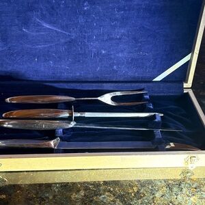 Premium Silver Carving Set with Wooden Case by Eldan